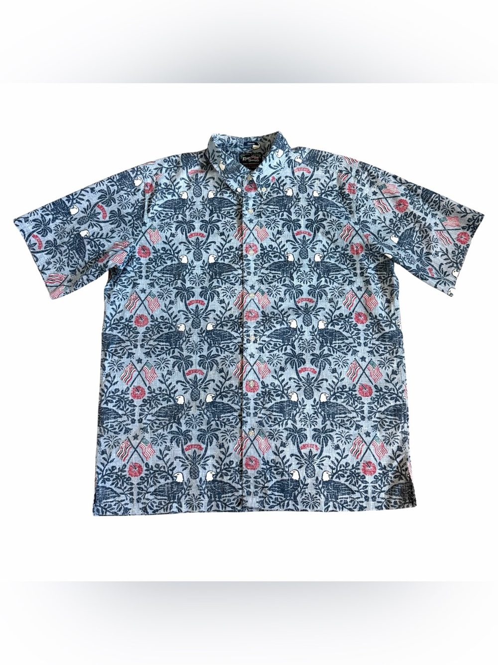 Reyn Spooner Men’s 2023 Summer Commemorative Hawaiian Shirt Sz L Patriotic Eagle